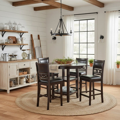5-Piece Transitional Gray Wood Dining Set with Chairs for Modern Homes