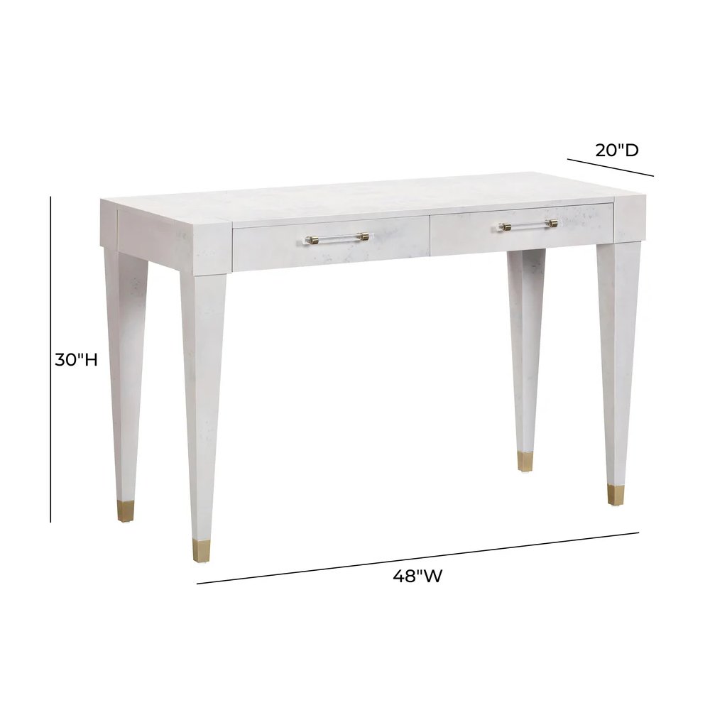 Brandyss White Burl Work Desk