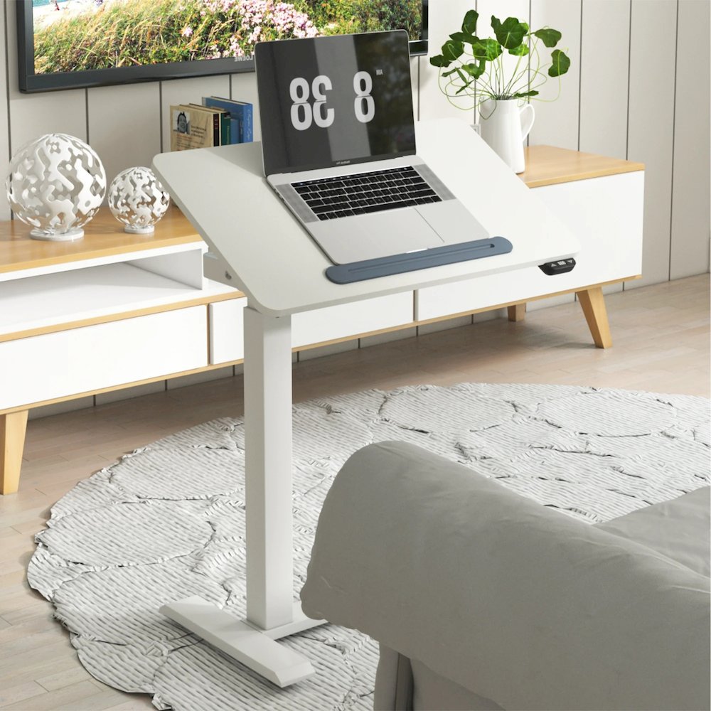 K30016 Electric Height Adjustable Soft Side End Table,White