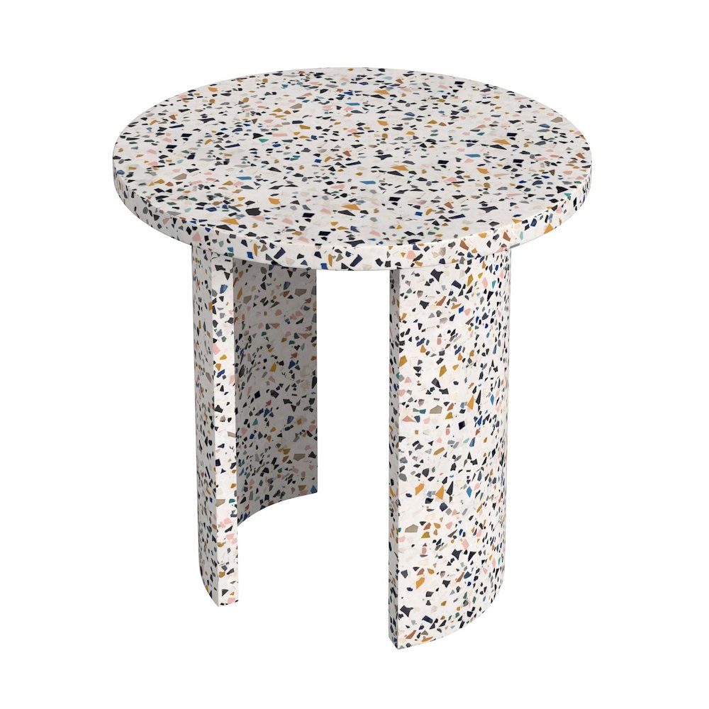 Siesta Outdoor Terrazzo Round Side Table, White