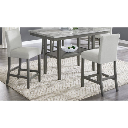 Selena 7-Piece 60" Gray Faux Marble Counter Height Dining Set