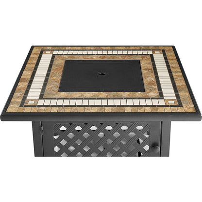 Bradenton 5Pc Outdoor Chair Set W/ Fire Table, Tucson Fire Table & 4 Armchairs