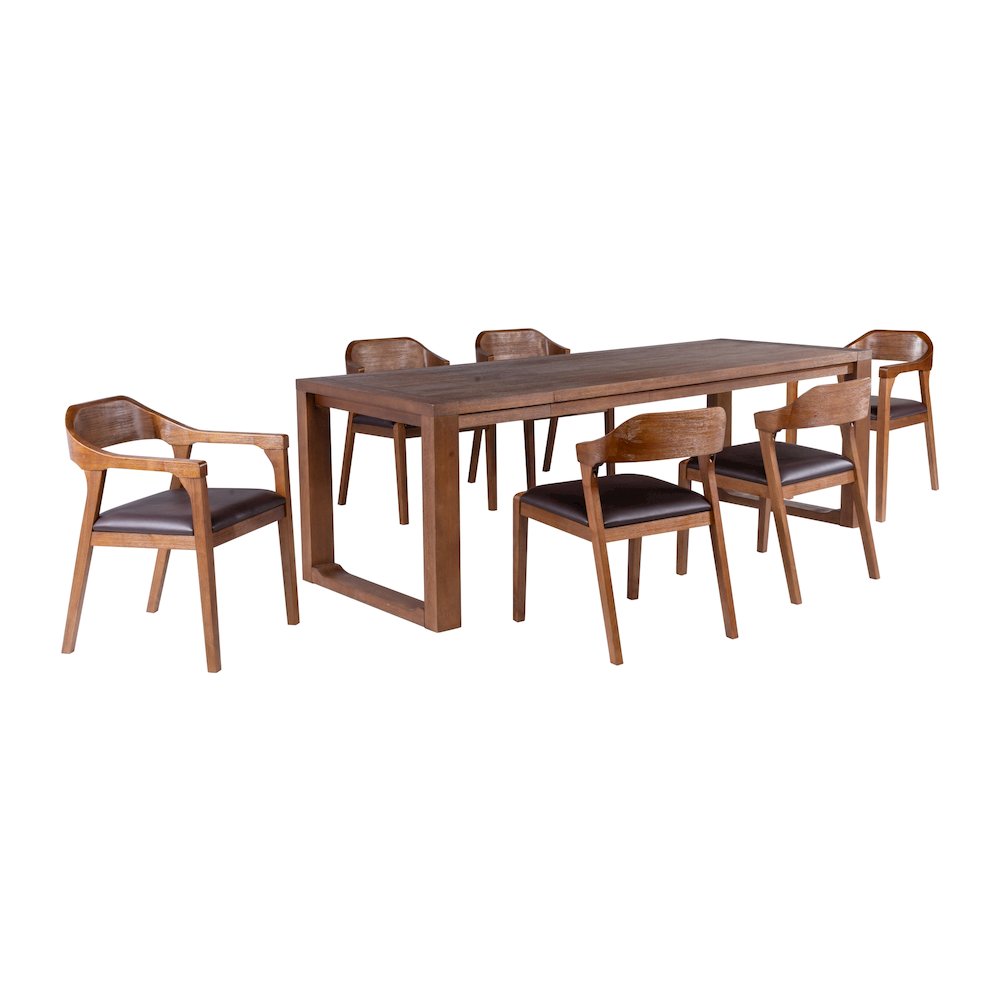 Rasmus 7pc Dining Set - Chestnut Wire-Brush Finish