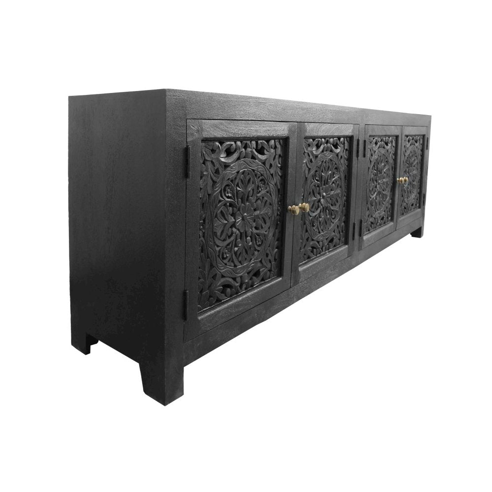 Weatherly 4-Door Media Cabinet in Charcoal Grey