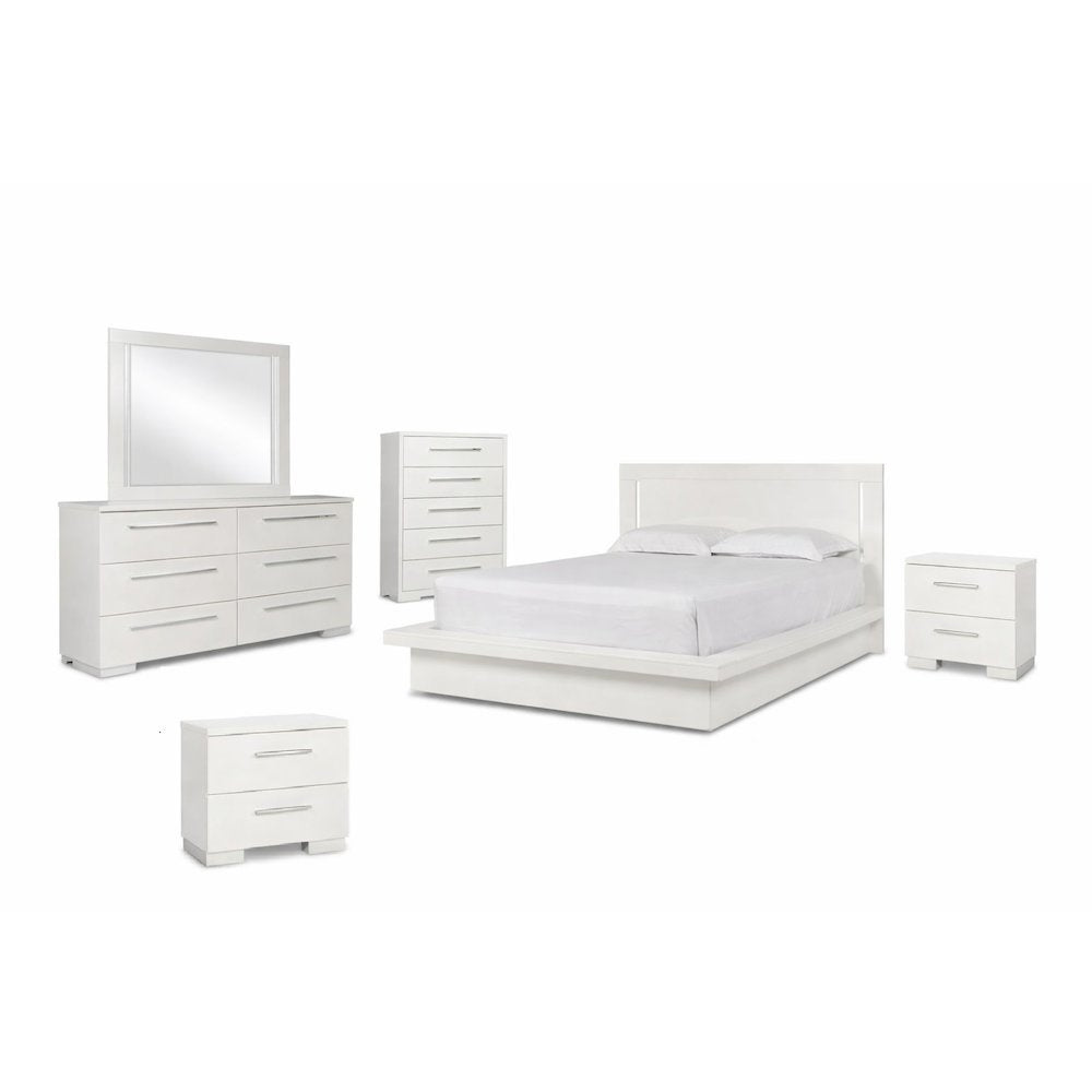 Furniture Sapphire 6-Piece Wood Queen Bedroom Set in White