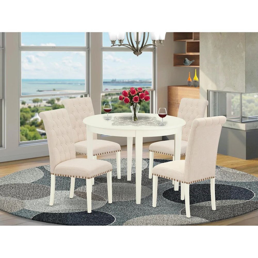 Dining Room Set Linen White, BOBR5-WHI-02