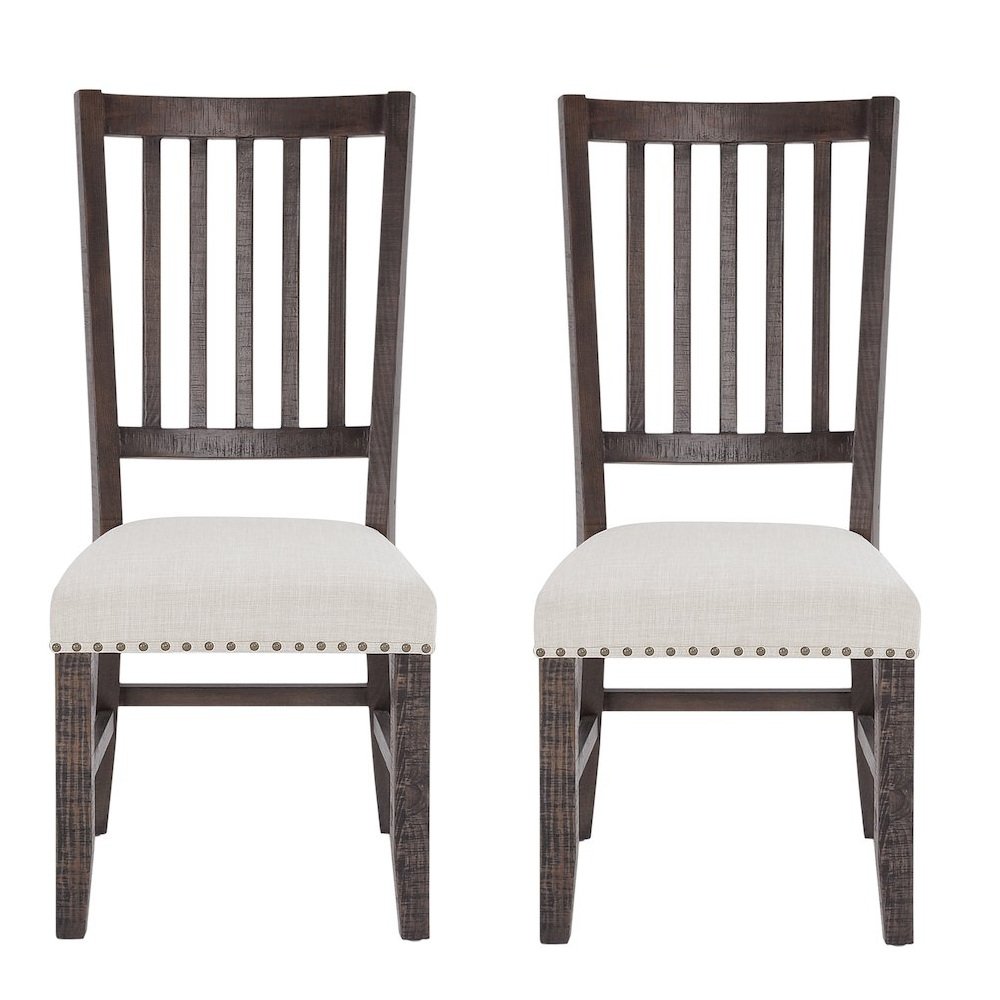 Willow Creek Distressed Solid Wood Upholstered Slatback Chair (Set of 2)