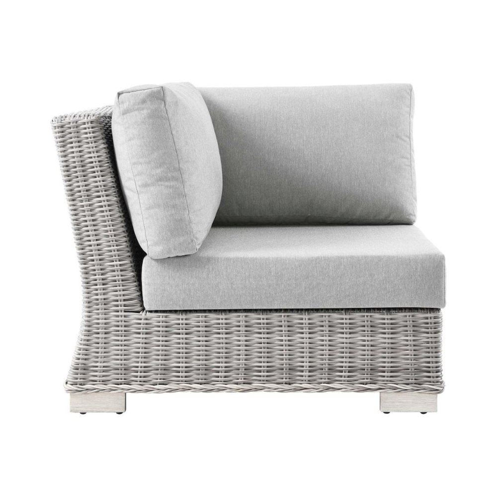 Outdoor Patio Wicker Rattan Corner Chair With Cushioned Seating