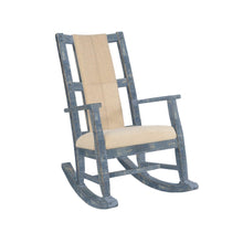 Solid Wood Rocking Chair with Cushion Seat & Back, Ocean Blue Finish