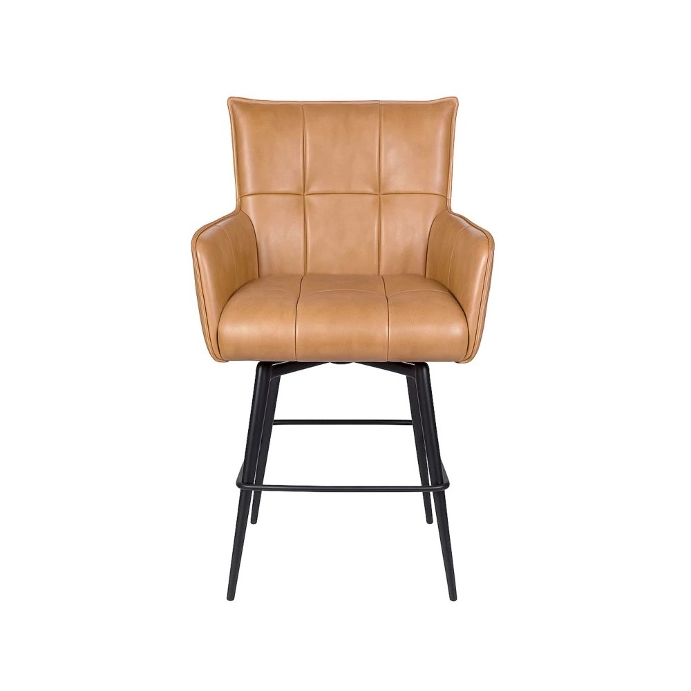 Gordon Leather Swivel Counter Stool – Caramel