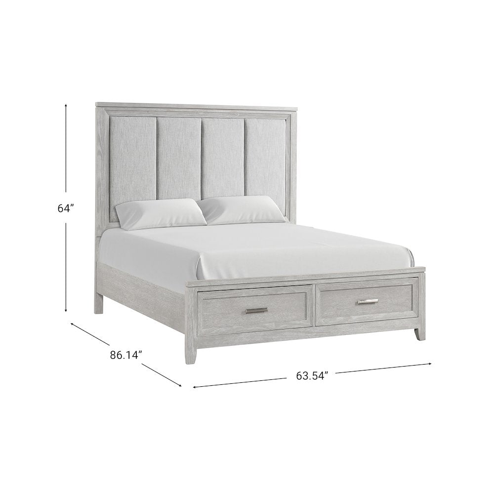 Fiona Wood Queen Storage Bed in Mist Gray