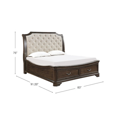 Lyndhurst Wood King Upholstered Bed in Walnut
