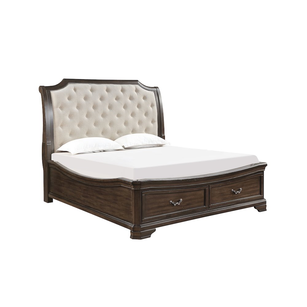 Lyndhurst Wood King Upholstered Bed in Walnut