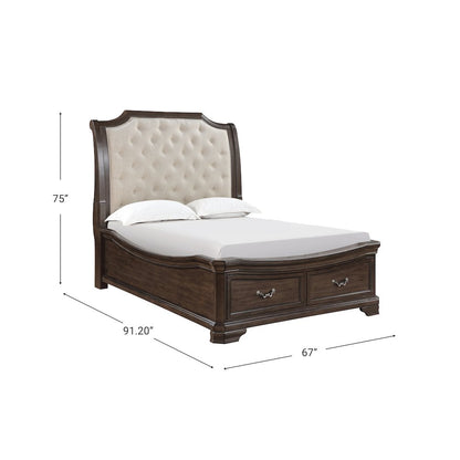 Lyndhurst Wood Queen Upholstered Bed in Walnut