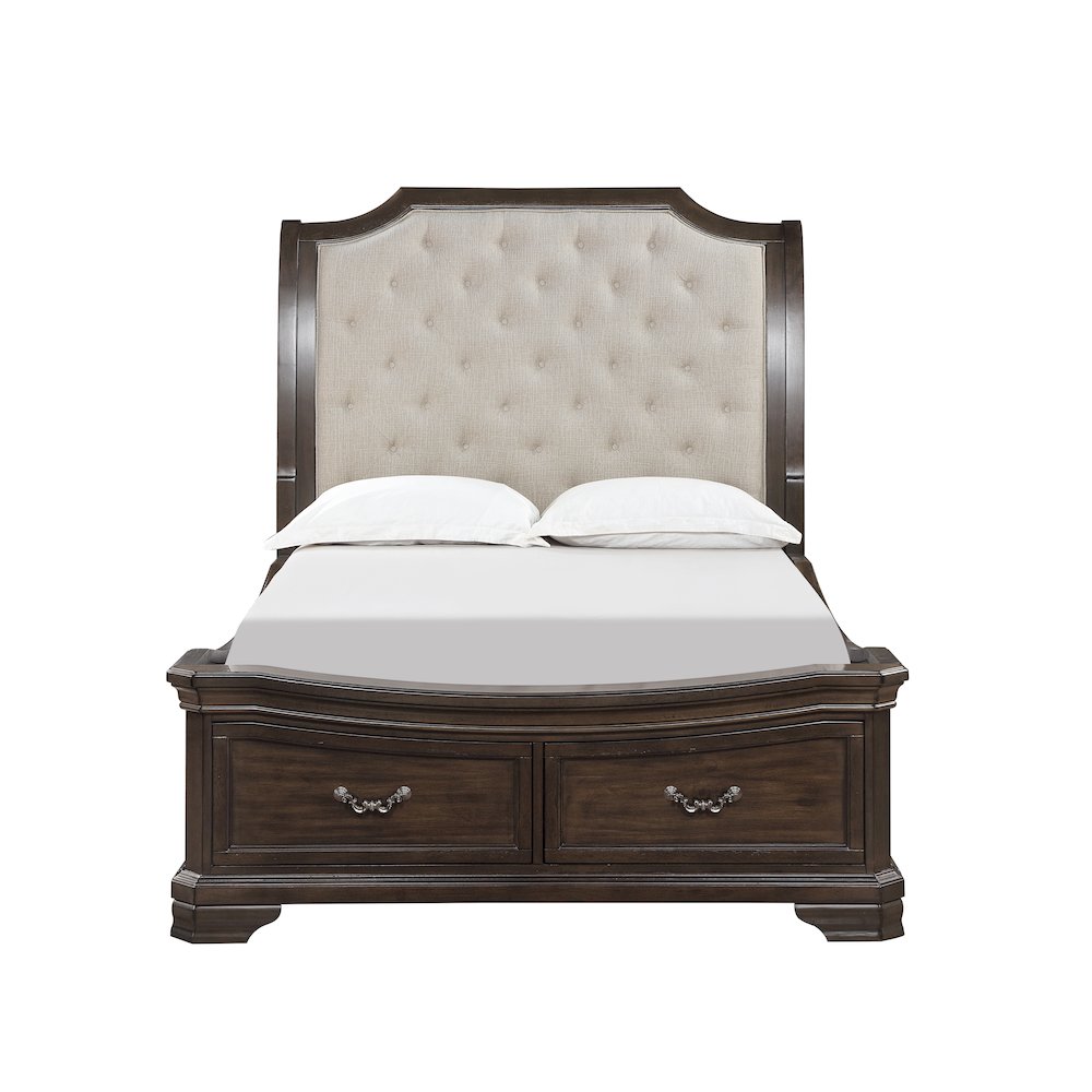 Lyndhurst Wood Queen Upholstered Bed in Walnut