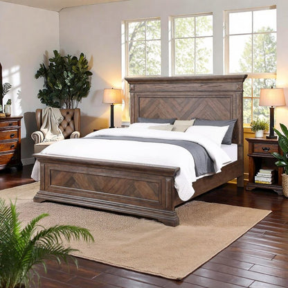 Solid Wood King Size Bed Frame – Wooden Bed Frame King in Walnut Finish
