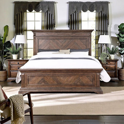 Solid Wood King Size Bed Frame – Wooden Bed Frame King in Walnut Finish
