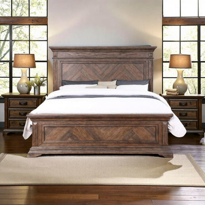 Brushed Walnut Wood Bed Frame Queen – Wooden Queen Bed Frame Design