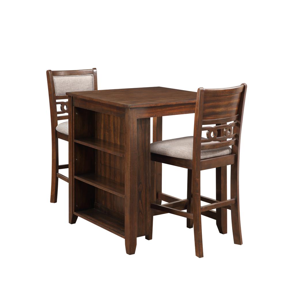 Furniture Gia Solid Wood Counter Table 2 Chairs in Cherry Brown