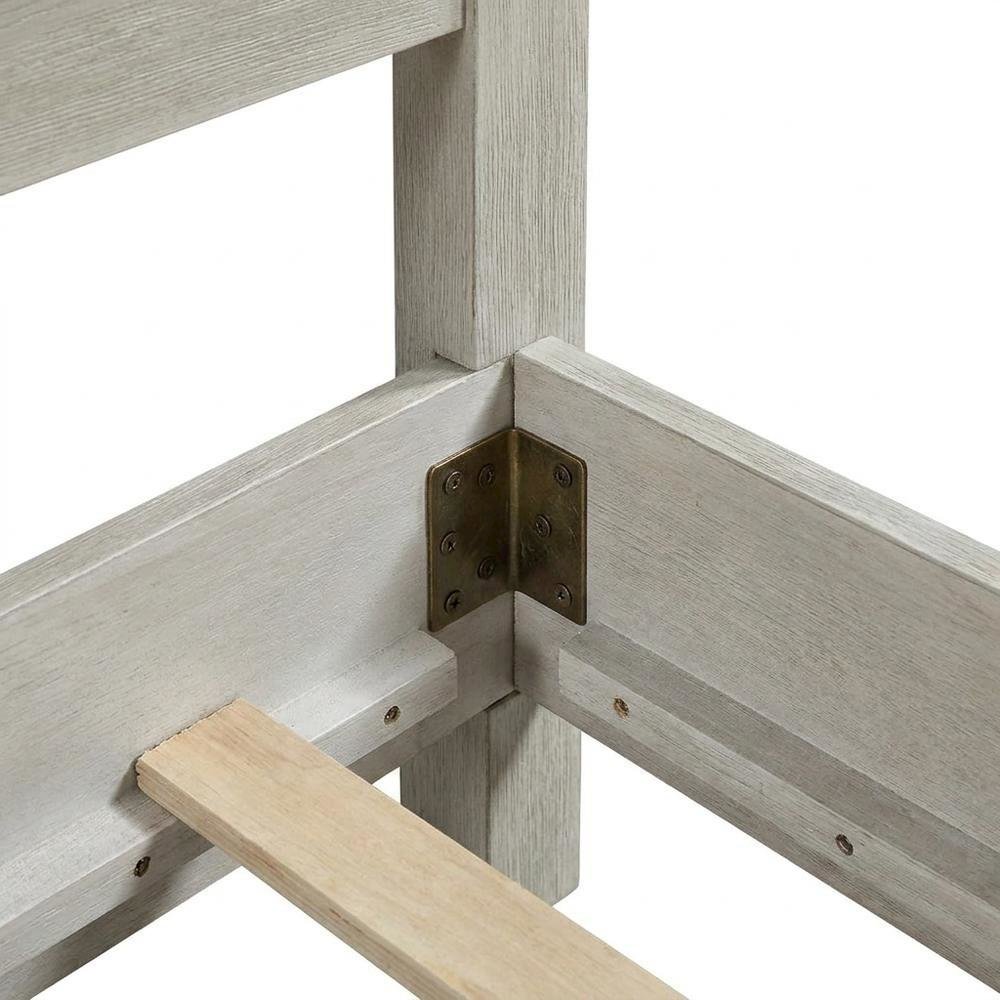 Polyester-Upholstered Queen Panel Bed Frame with Headboard and Footboard, Gray