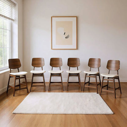 Oscar Wood Counter Chair - Walnut/Natural Beige (Set of 6)