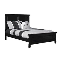 Solid Wood Full Size Platform Bed Frame with Headboard, Contemporary, Black