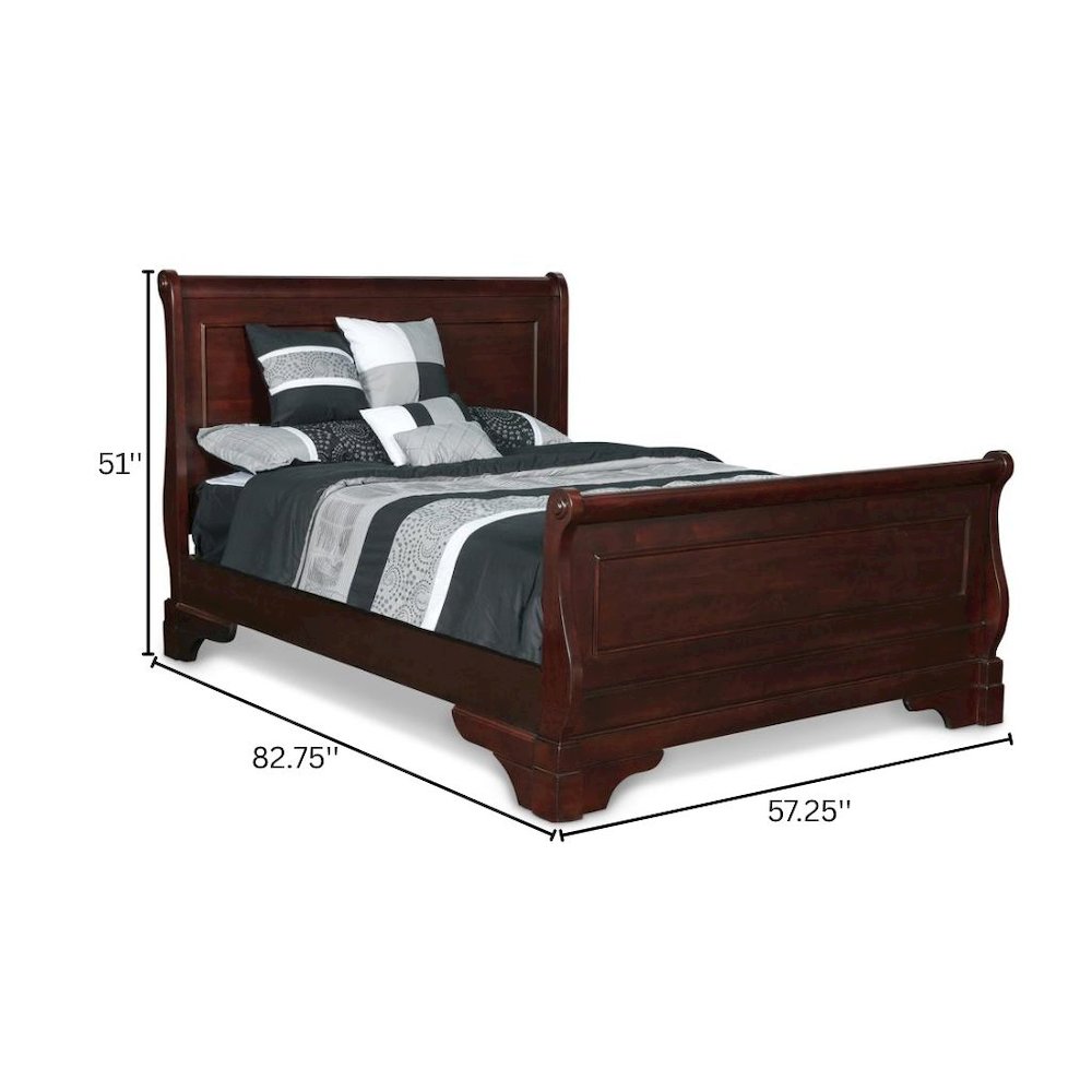 Brown Cherry Farmhouse Full Size Bed Frame with Elegant Wooden Headboard