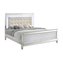 Solid Wood Platform Bed with Lighted Headboard, White, King