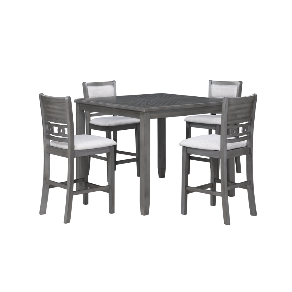 Furniture Gia 5-Piece Transitional Wood Counter Set in Gray