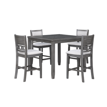 Furniture Gia 5-Piece Transitional Wood Counter Set in Gray