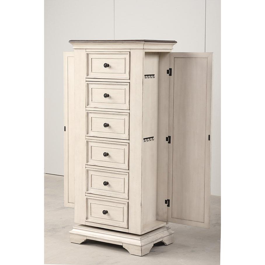 Furniture Anastasia 6-Drawer Wood Chest with Mirror in Ant White