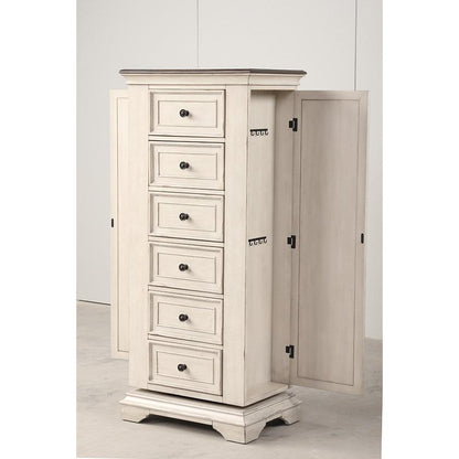 Furniture Anastasia 6-Drawer Wood Chest with Mirror in Ant White