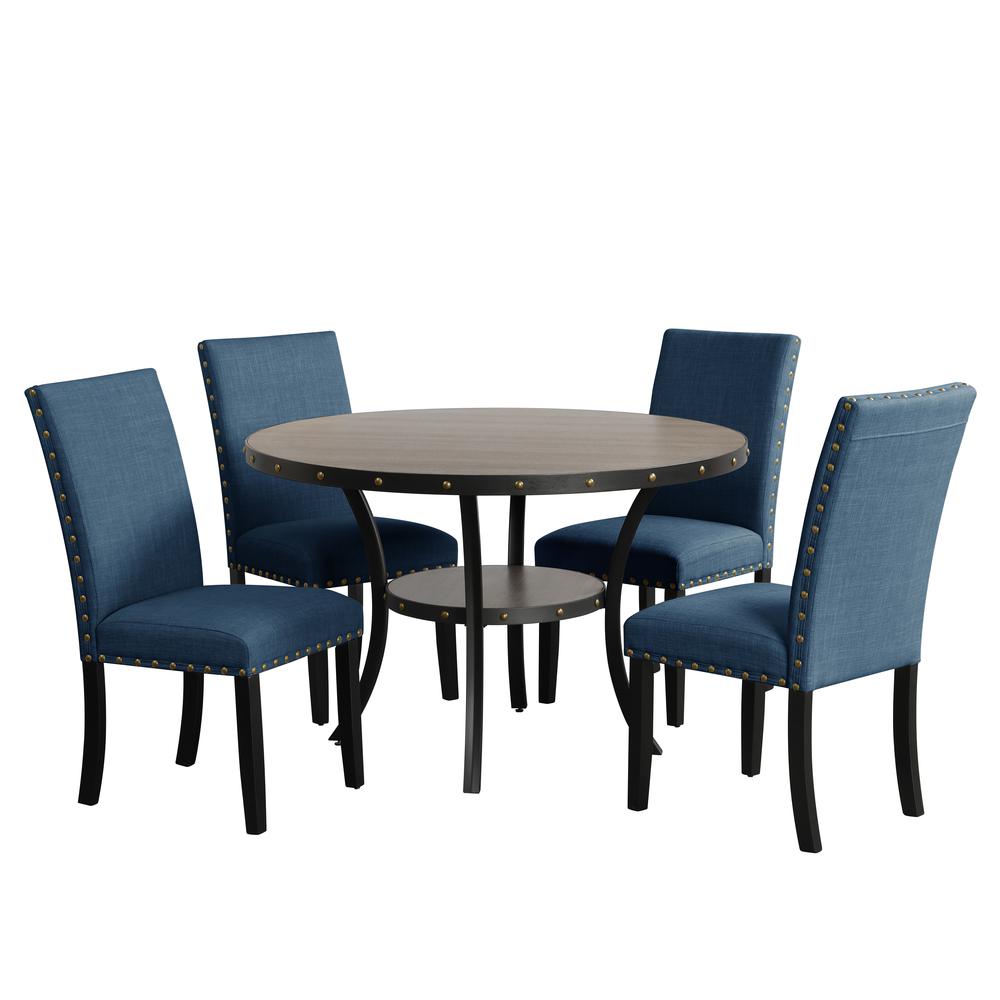 Furniture Crispin 48" Round Melamine Wood Dining Table in Gray