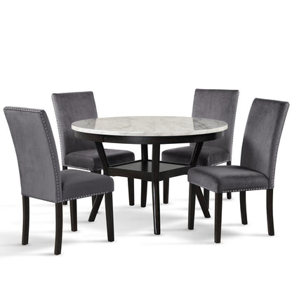 Furniture Celeste Faux Marble & Wood Dining Table in Espresso