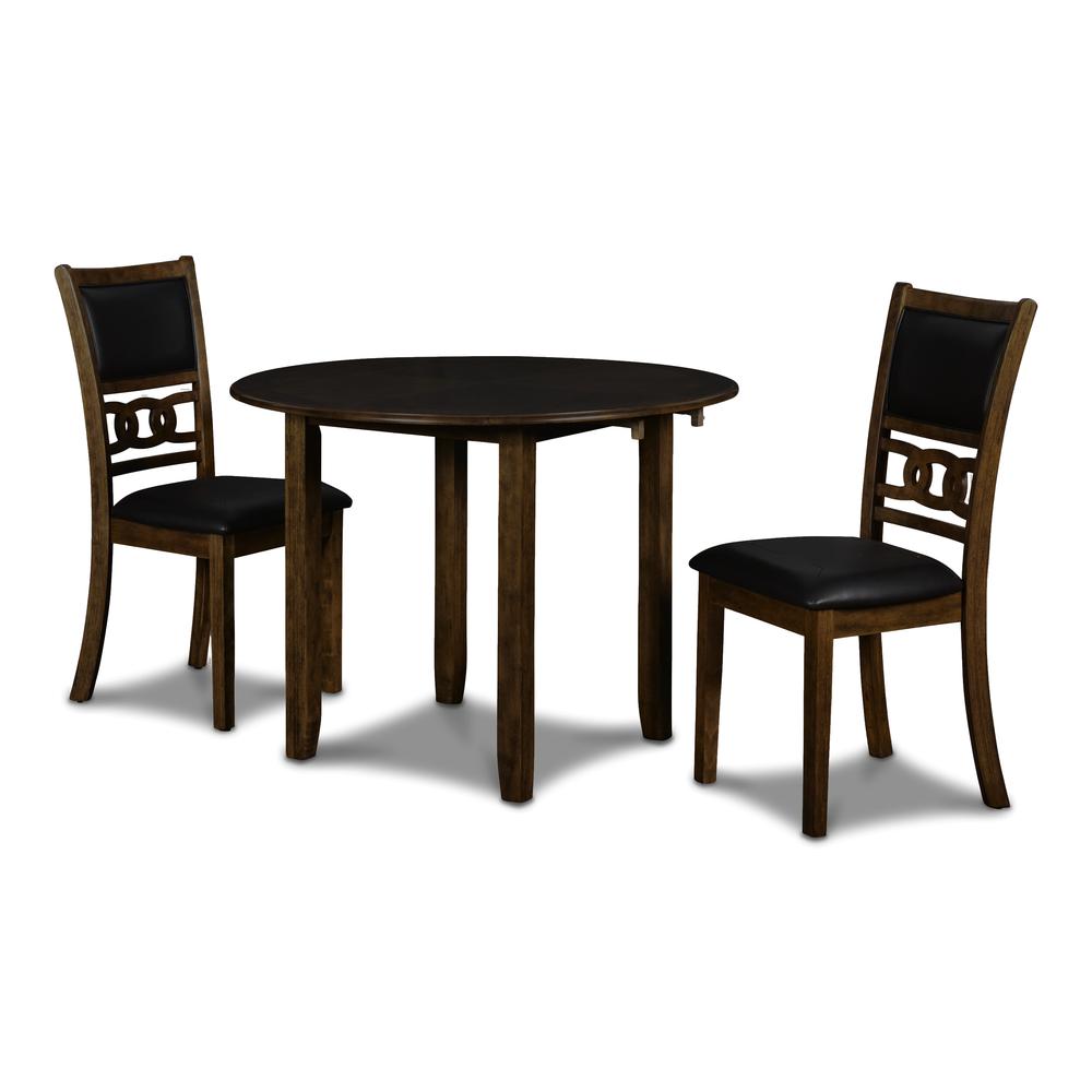 Furniture Gia Solid Wood Dining Drop Leaf Table 2 Chairs in Brown