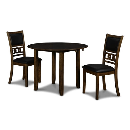 Furniture Gia Solid Wood Dining Drop Leaf Table 2 Chairs in Brown