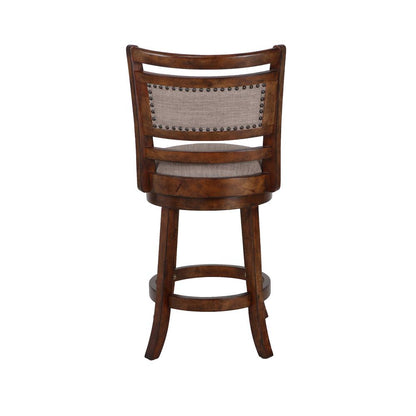 Aberdeen Wood Swivel Counter Stool with Fabric Seat in Dark Brown
