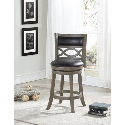 Manchester 24" Wood Counter Stool with Black PU Seat in Ant Gray