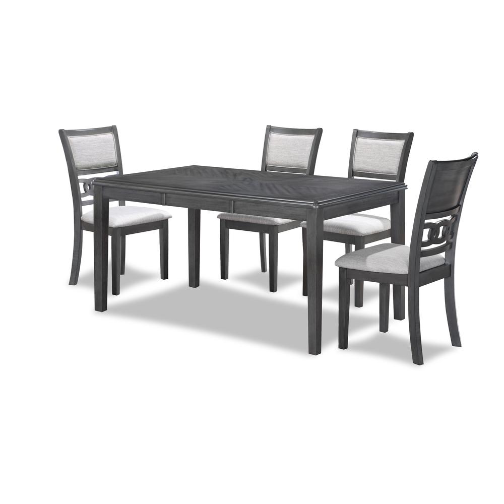 Gia 5-Piece 60" Wood Rectangle Dining Set with 4 Chairs in Gray