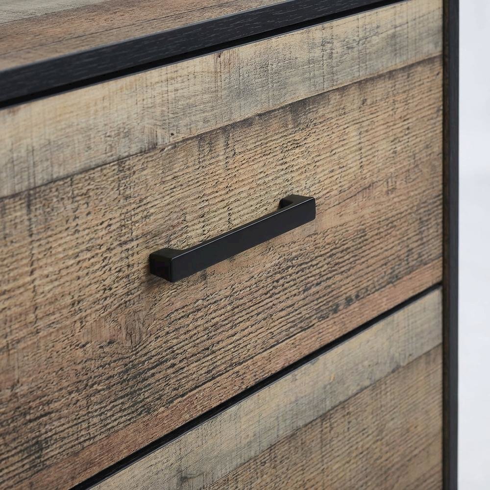 Rustic Nightstand with Black Legs and Full Extension Drawer Glide