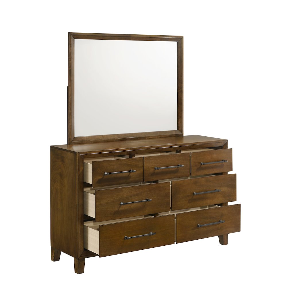 Ballard 2-Piece Wood Dresser Mirror Set in Walnut Brown