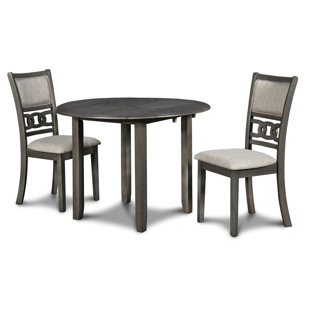 Gia 3-Piece 42" Wood Round Dining Set with 2 Chairs in Gray