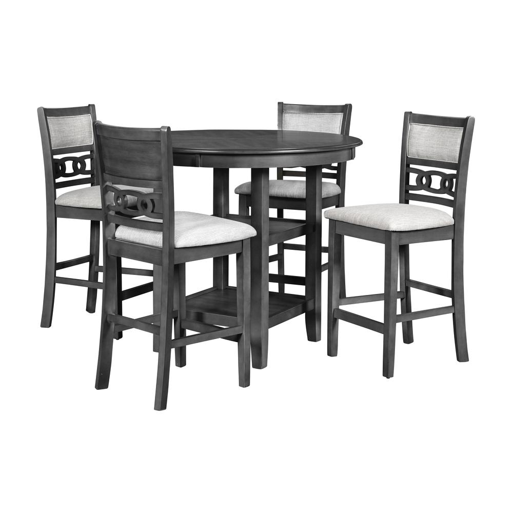 Furniture Gia 5-Piece Transitional Wood Dining Set in Gray