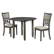 3-Piece Wood Dining Set Round Drop-Leaf Table 2 Chairs Contemporary Gray