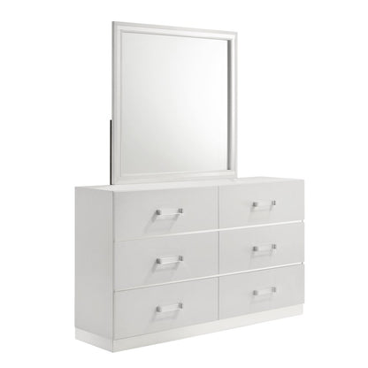 Europa 6-Piece Wood Queen Bedroom Set (B/Dr/Mr/Ch/2Ns), White