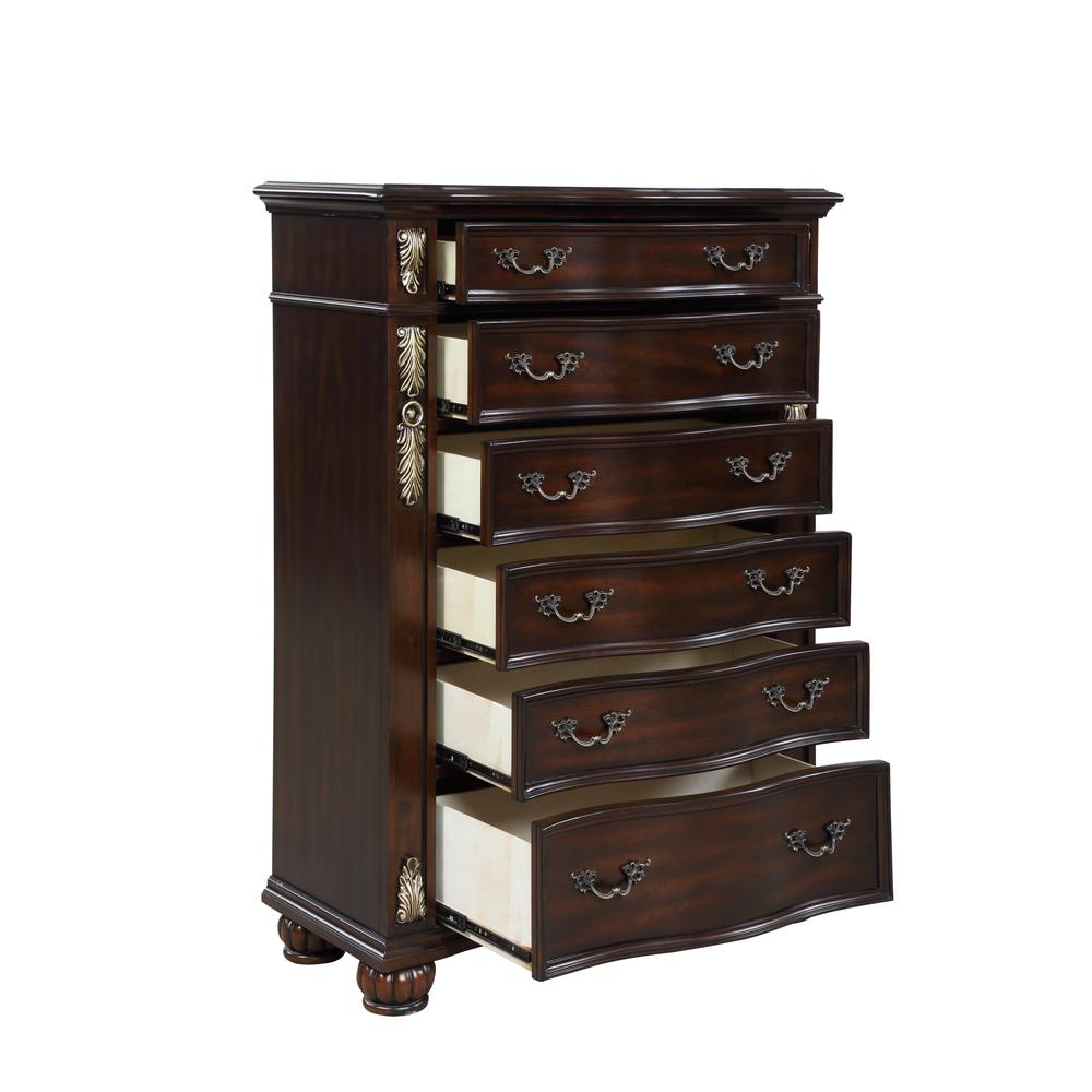 Furniture Maximus Solid Wood 6-Drawer Chest in Madeira