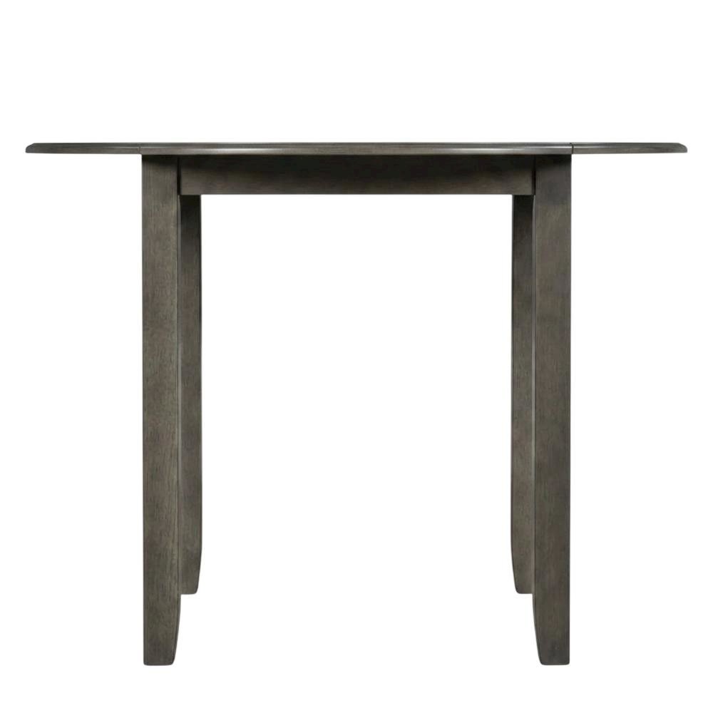 3-Piece Wood Dining Set Round Drop-Leaf Table 2 Chairs Contemporary Gray