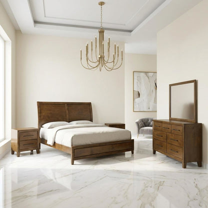 Solid Wood King Bedroom Set 5-Piece with Dresser and Nightstand, Walnut