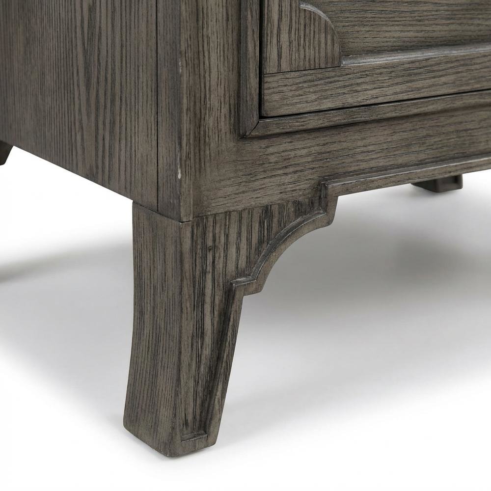 Gray Marble Top Nightstand with Painted Finish and Brushed Nickel Handle
