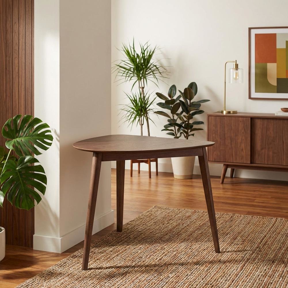 Solid Wood Corner Dining Table – Small Mid Century Modern Table in Walnut